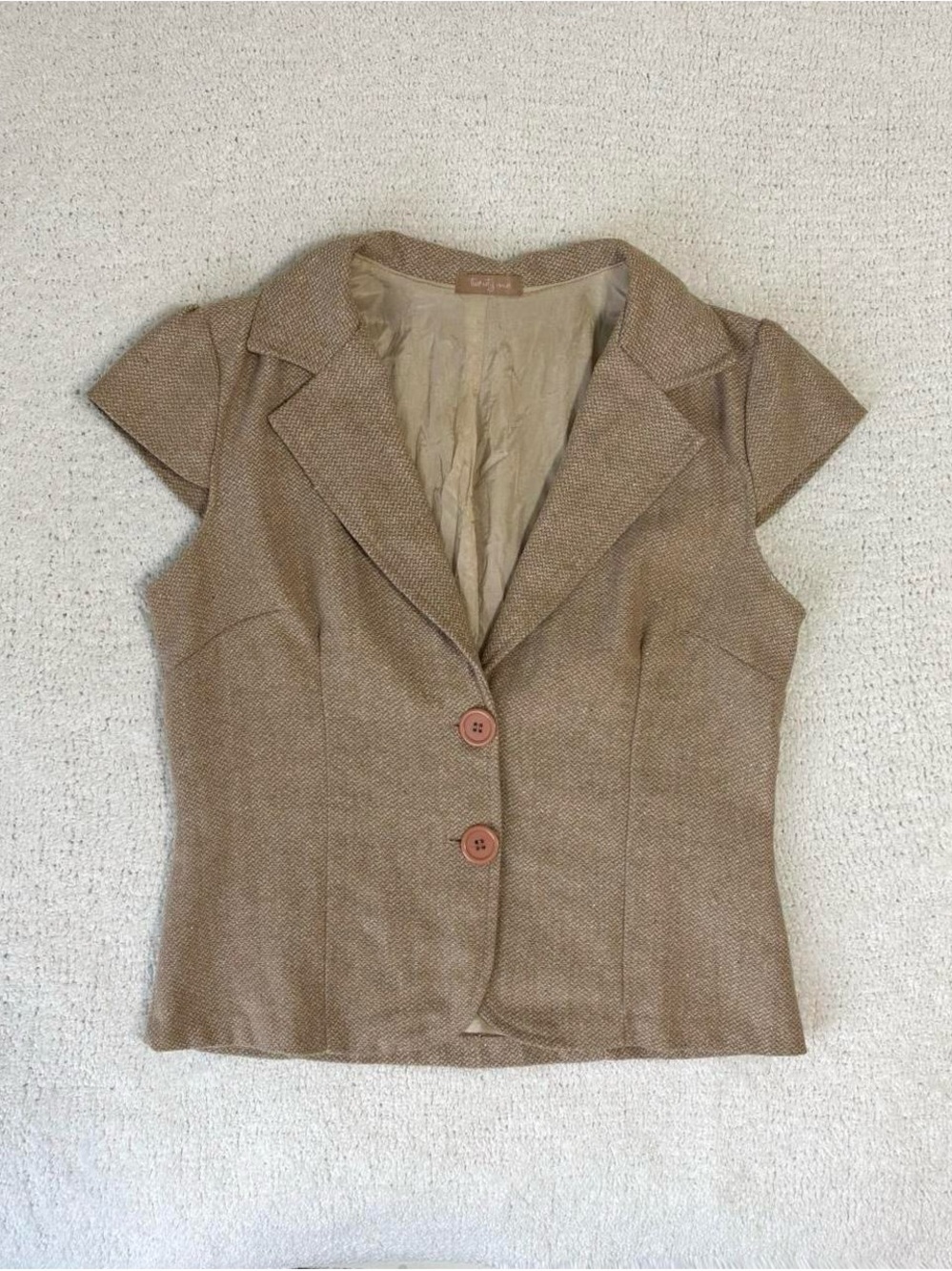 Y2K Forever 21 tan blazer top with cap sleeves